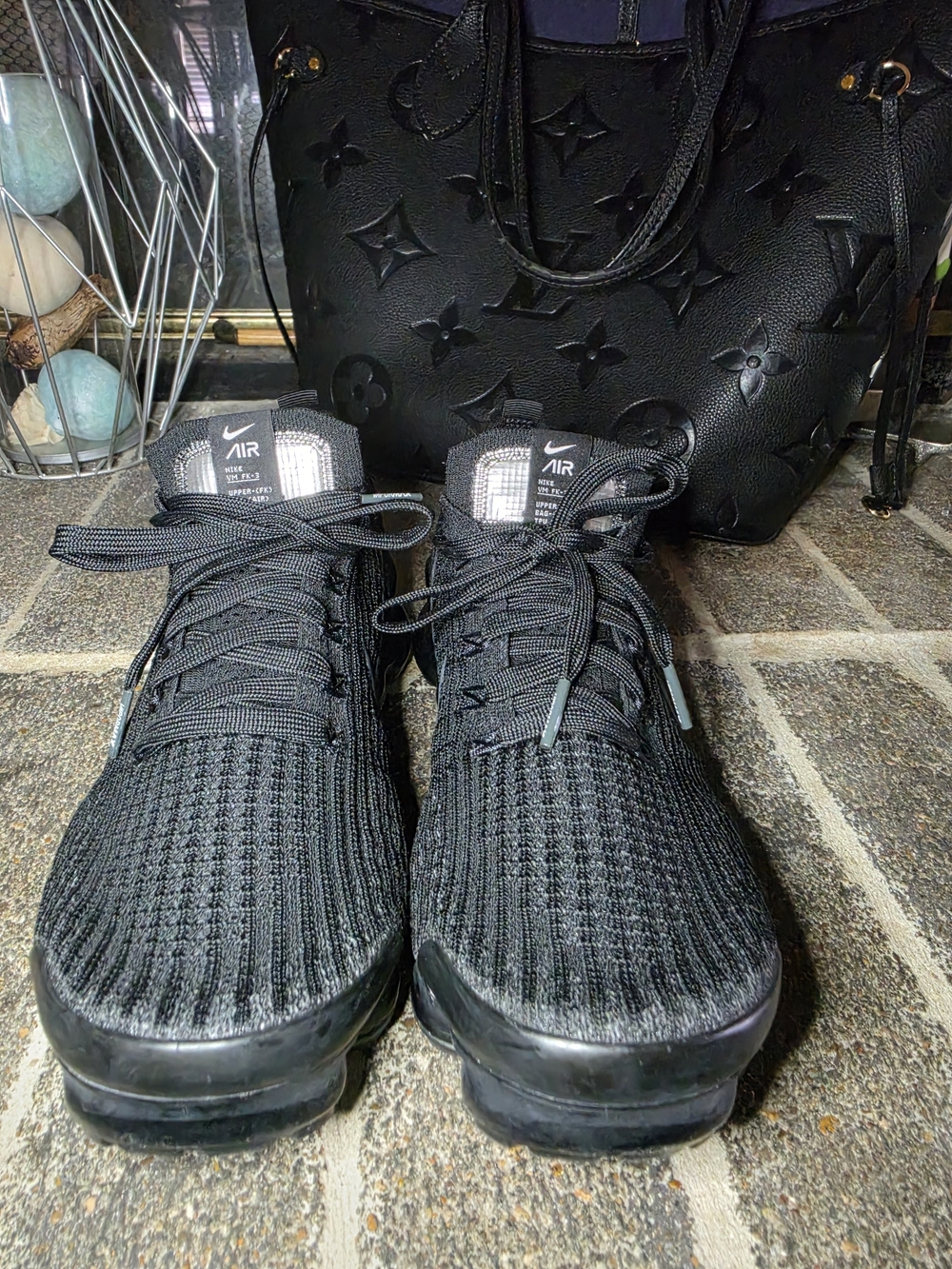 Nike Women's Black Air VaporMax+ Knit Running Shoes - Picture 3 of 7